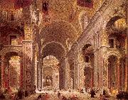 Panini, Giovanni Paolo Interior of Saint Peter's, Rome France oil painting reproduction